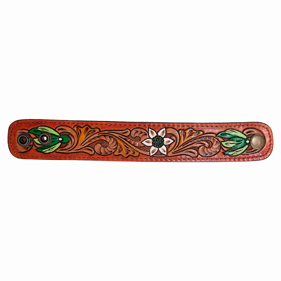 American Darling Bracelet Hand Tooled Carved Genuine Leather Women | Handmade Western Rustic