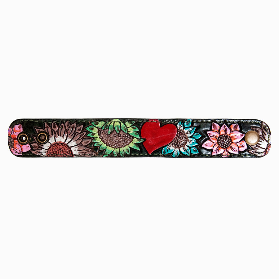 American Darling Bracelet Hand Tooled Carved Genuine Leather Women | Handmade Western Rustic