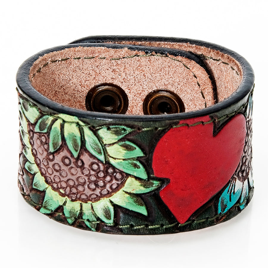 American Darling ADBRF187 Hand tooled carved Genuine Leather Bracelet by Hilason – Cowboy and equestrian accessories