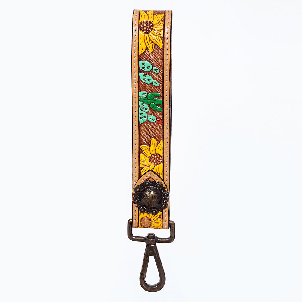 American Darling ADWSF101 Hand Tooled Genuine Leather Handle Strap For Wristlet Bags