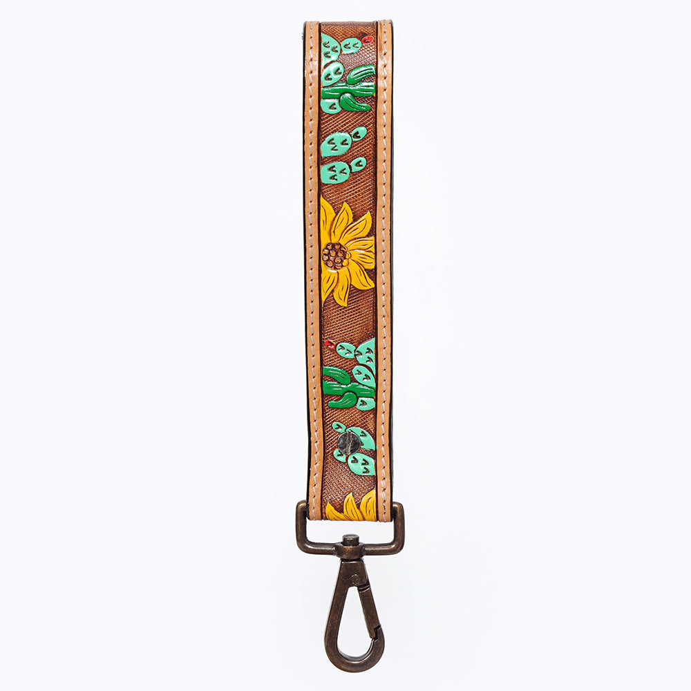American Darling ADWSF101 Hand Tooled Genuine Leather Handle Strap For Wristlet Bags
