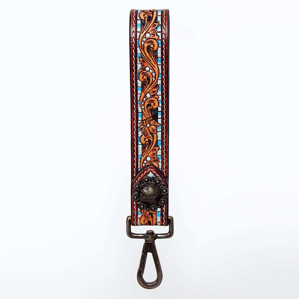 American Darling ADWSF108 Hand Tooled Genuine Leather Handle Strap For Wristlet Bags