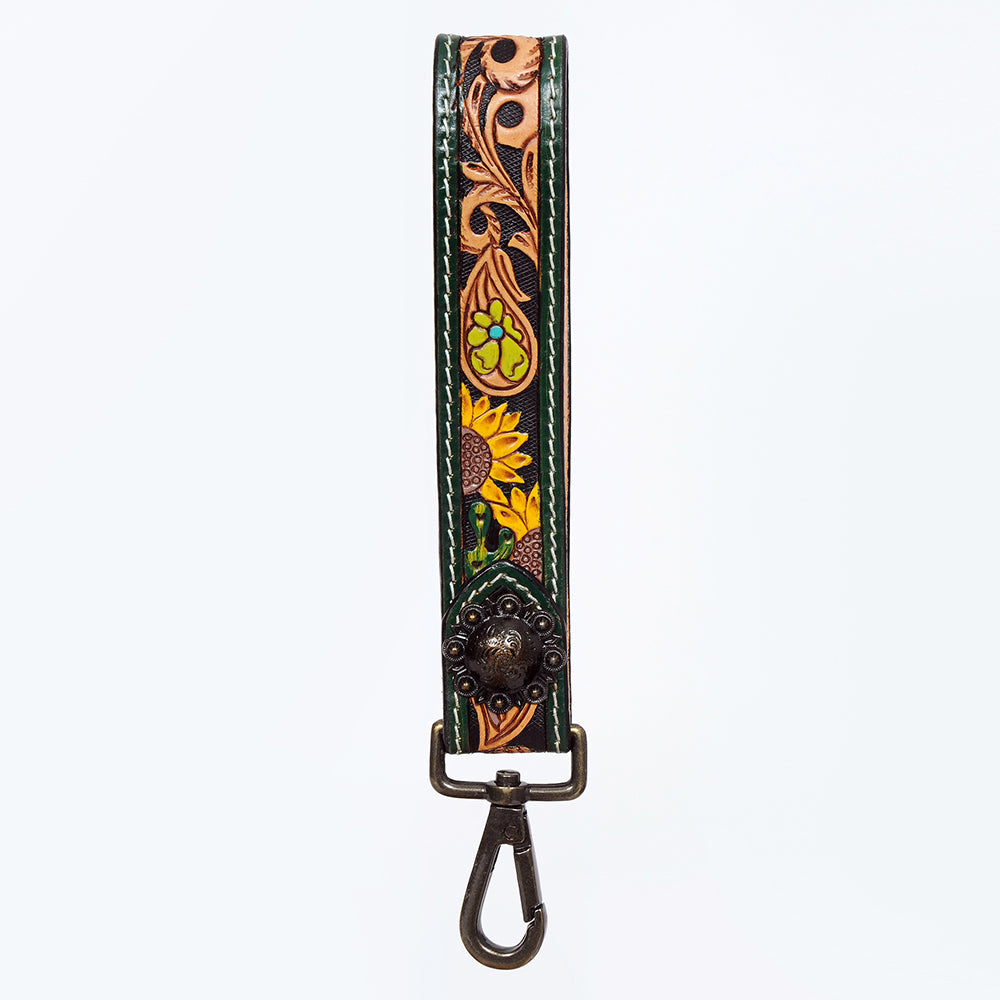American Darling ADWSF112 Hand Tooled Genuine Leather Handle Strap For Wristlet Bags