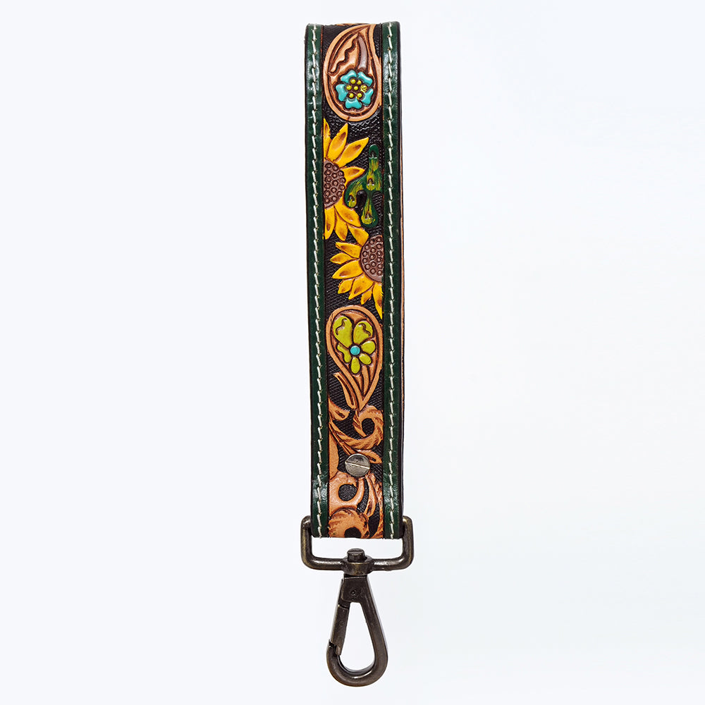 American Darling ADWSF112 Hand Tooled Genuine Leather Handle Strap For Wristlet Bags
