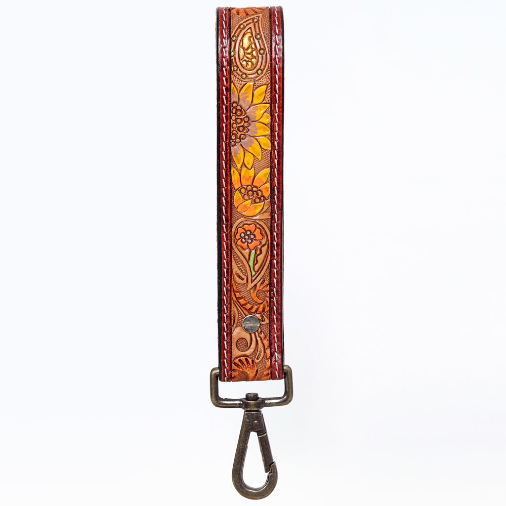 American Darling ADWSF114 Hand Tooled Genuine Leather Handle Strap For Wristlet Bags