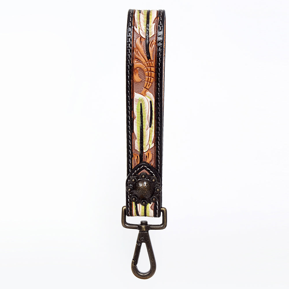 American Darling ADWSF116 Hand Tooled Genuine Leather Handle Strap For Wristlet Bags