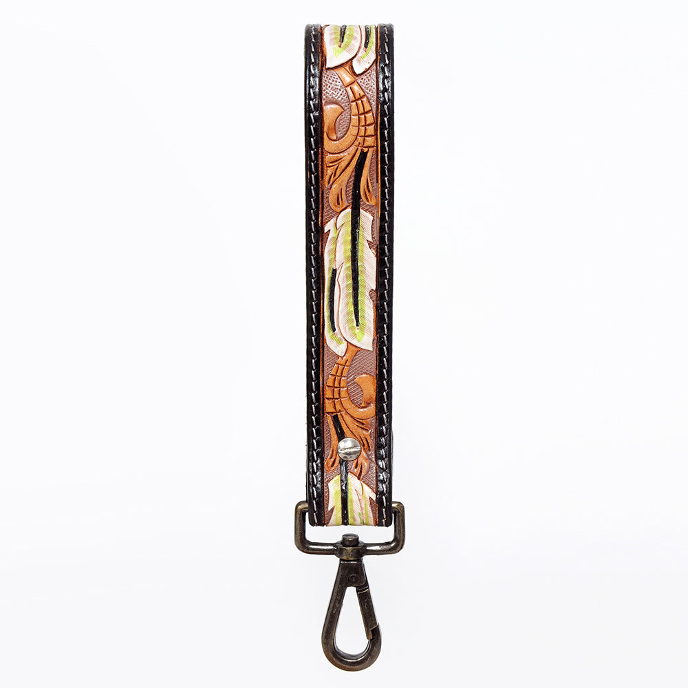 American Darling ADWSF116 Hand Tooled Genuine Leather Handle Strap For Wristlet Bags