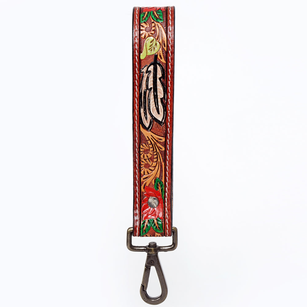 American Darling ADWSF117 Hand Tooled Genuine Leather Handle Strap For Wristlet Bags