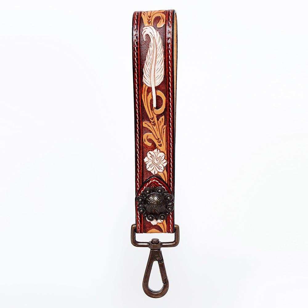 American Darling ADWSF118 Hand Tooled Genuine Leather Handle Strap For Wristlet Bags