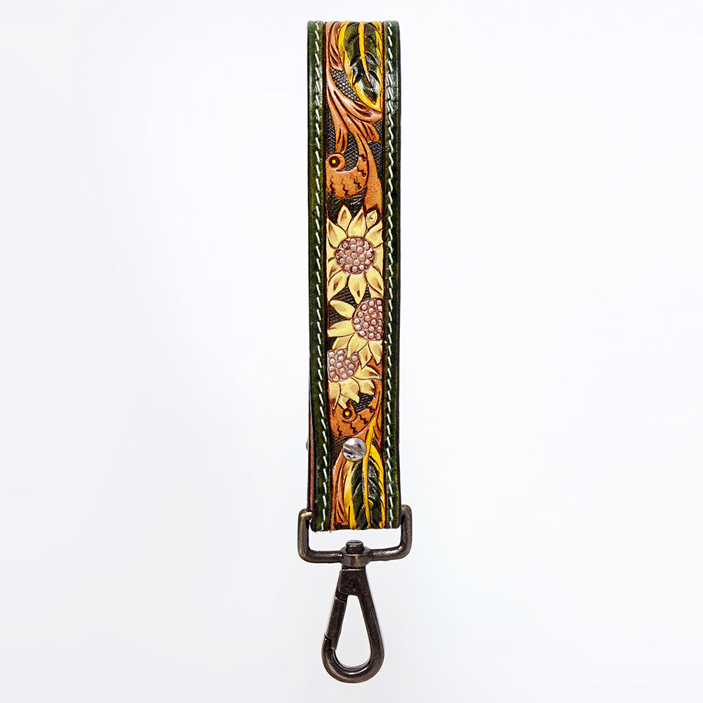 American Darling ADWSF121 Hand Tooled Genuine Leather Handle Strap For Wristlet Bags