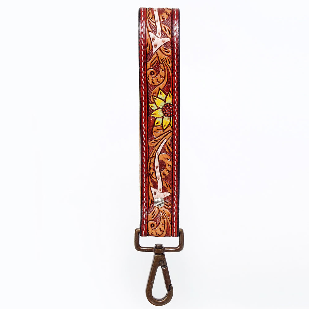 American Darling ADWSF122 Hand Tooled Genuine Leather Handle Strap For Wristlet Bags