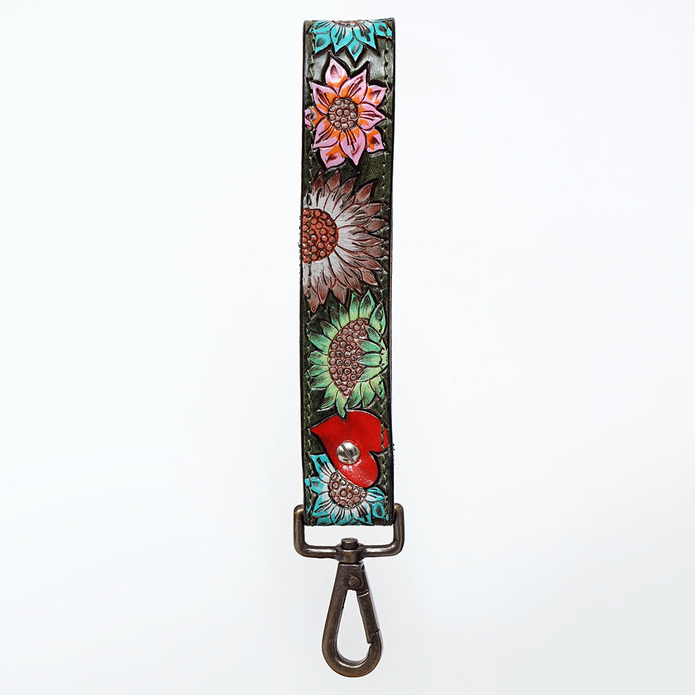 American Darling ADWSF124 Hand Tooled Genuine Leather Handle Strap For Wristlet Bags