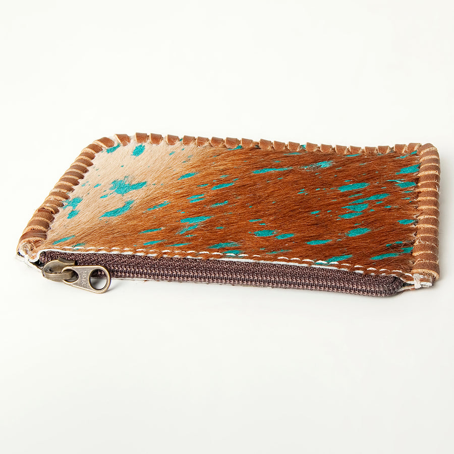 American Darling Coin Purse Bag Braided Hair-On Cowhide Genuine Leather Mini Pouch with YKK Zipper