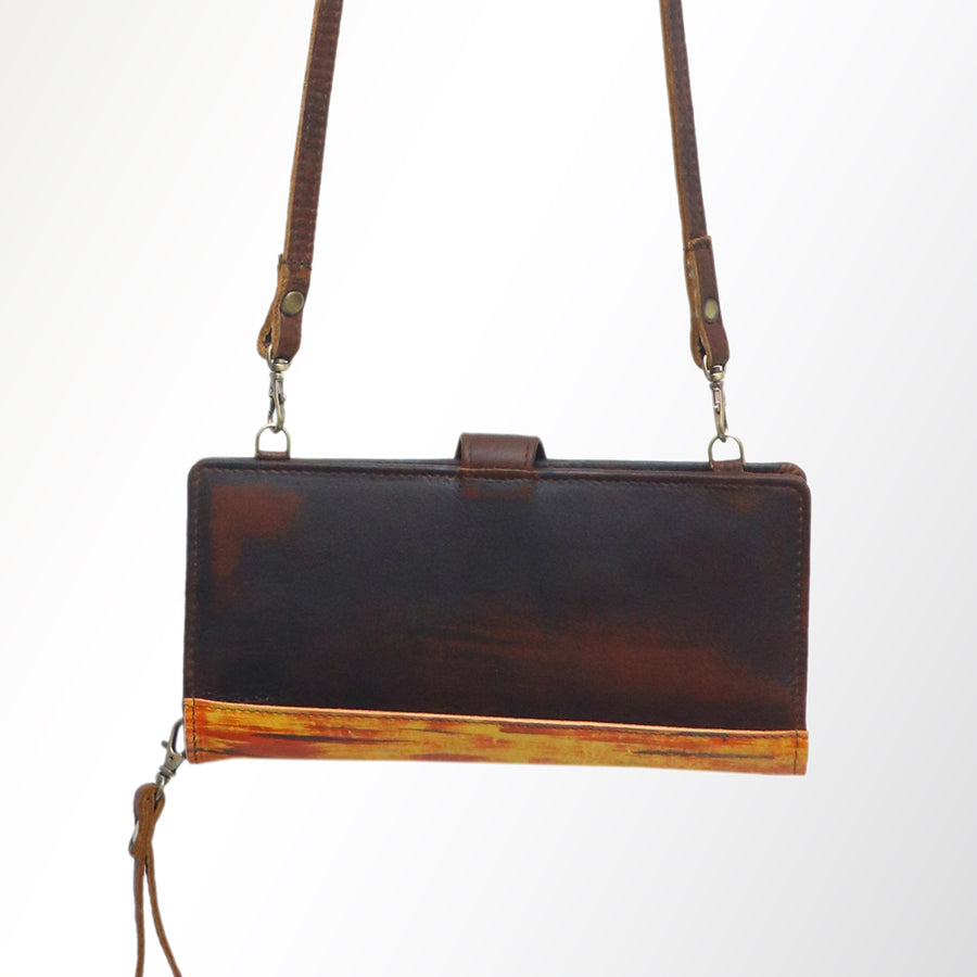 American Darling Wristlet Bag, Hand-Painted Genuine Leather, Western Vegetable Tanned Full Grain Leather Wallet Bag