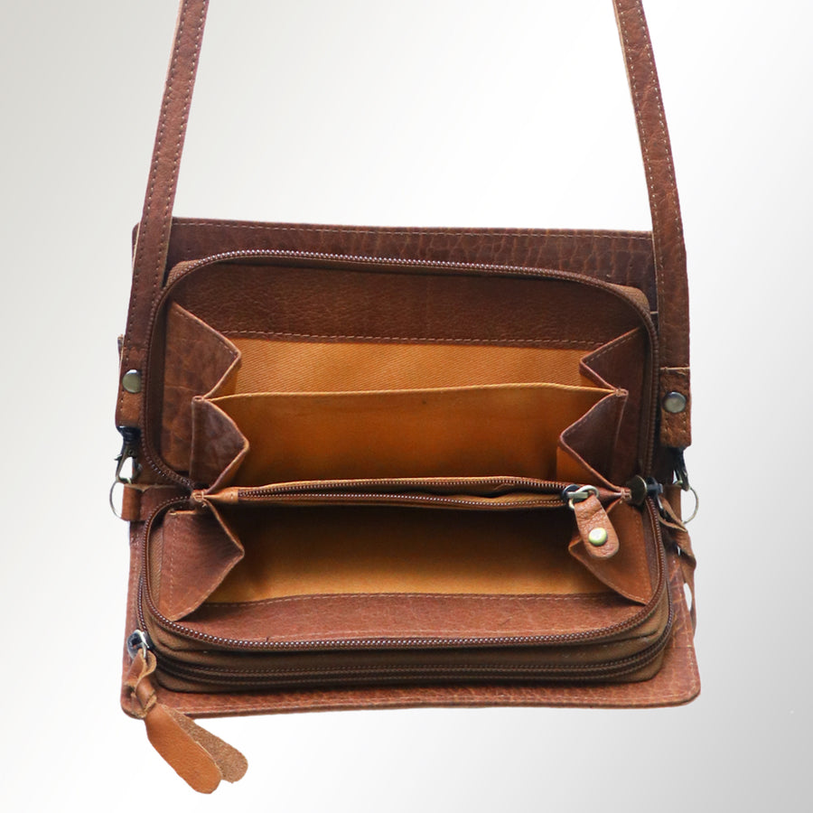 American Darling Organiser Bag, Hand Painted Western Leather, Vegetable Tanned Full Grain, 4in (H) X 8in (W) X 1.5in (D)