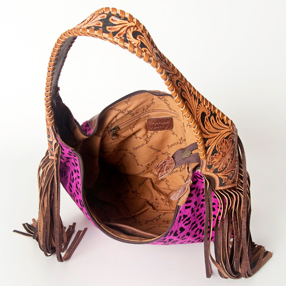 American Darling Hobo Hair-On Saddle Blanket Fabric Genuine Leather Western Women Bag | Handbag Purse Bags for Wallet Cute