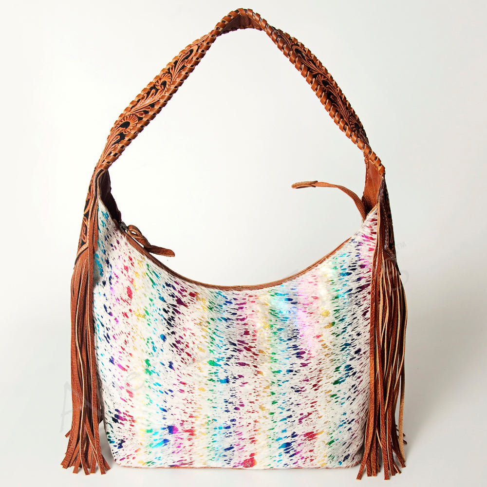 American Darling Hobo Hair-On Saddle Blanket Fabric Genuine Leather Western Women Bag | Handbag Purse Bags for Wallet Cute