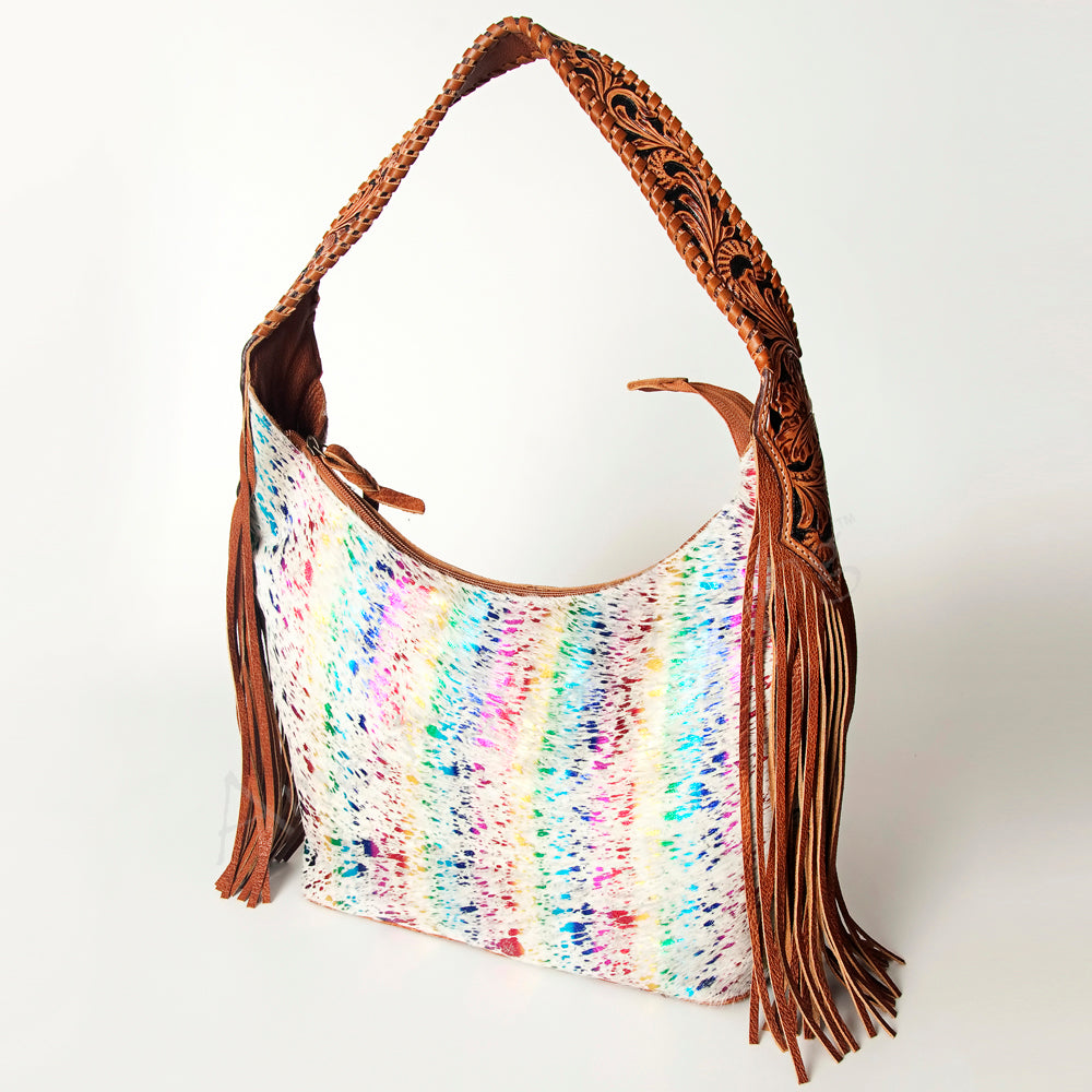 American Darling Hobo Hair-On Saddle Blanket Fabric Genuine Leather Western Women Bag | Handbag Purse Bags for Wallet Cute