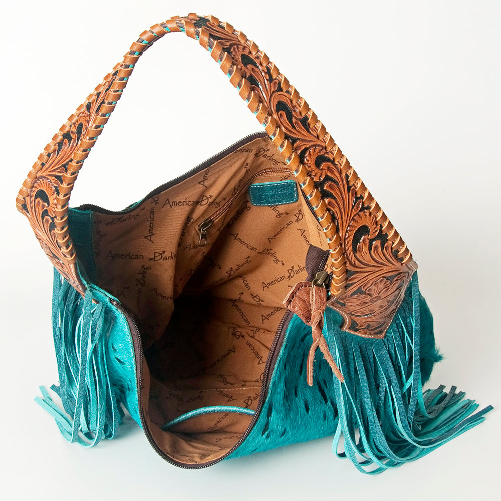 American Darling Hobo Hair-On Saddle Blanket Fabric Genuine Leather Western Women Bag | Handbag Purse Bags for Wallet Cute