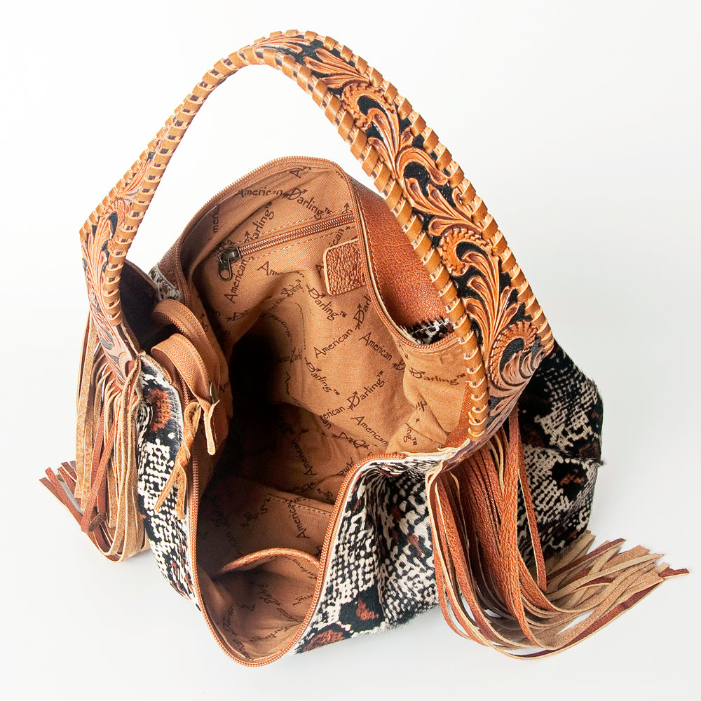 American Darling Hobo Hair-On Saddle Blanket Fabric Genuine Leather Western Women Bag | Handbag Purse Bags for Wallet Cute