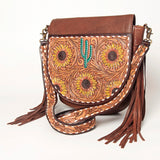 American Darling Cross Body Hand Tooled Genuine Leather Western Women Bag | Antique Tan Handbag Purse Crossbody for Cute