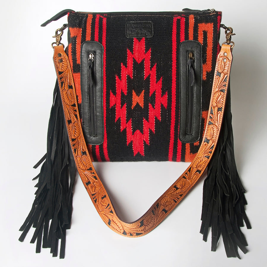 American Darling Signature Crossbody Hand Tooled Saddle Blanket Genuine Leather women bag western handbag purse