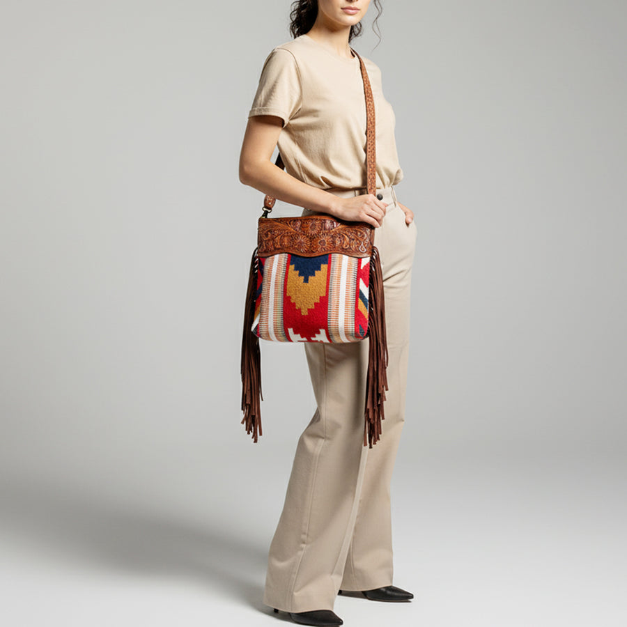 American Darling Signature Crossbody Hand Tooled Saddle Blanket Genuine Leather women bag western handbag purse