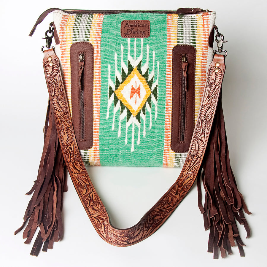 American Darling Cross Body Hand Tooled Saddle Blanket Genuine Leather Western Women Bag Handbag Purse | Crossbody for Cute