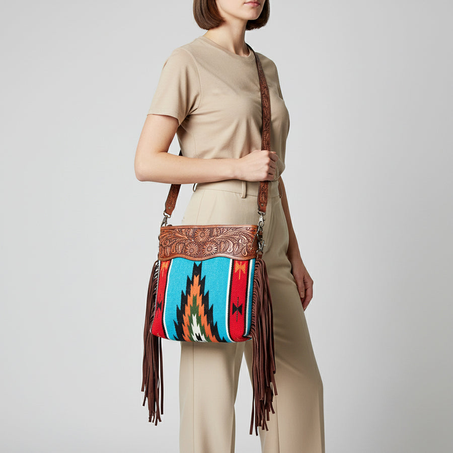 American Darling Signature Crossbody Hand Tooled Saddle Blanket Genuine Leather women bag western handbag purse