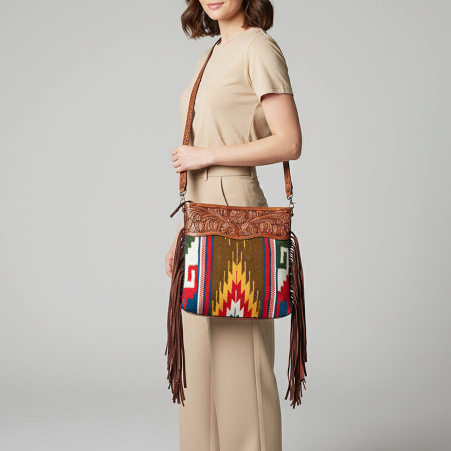 American Darling Signature Crossbody Hand Tooled Saddle Blanket Genuine Leather women bag western handbag purse