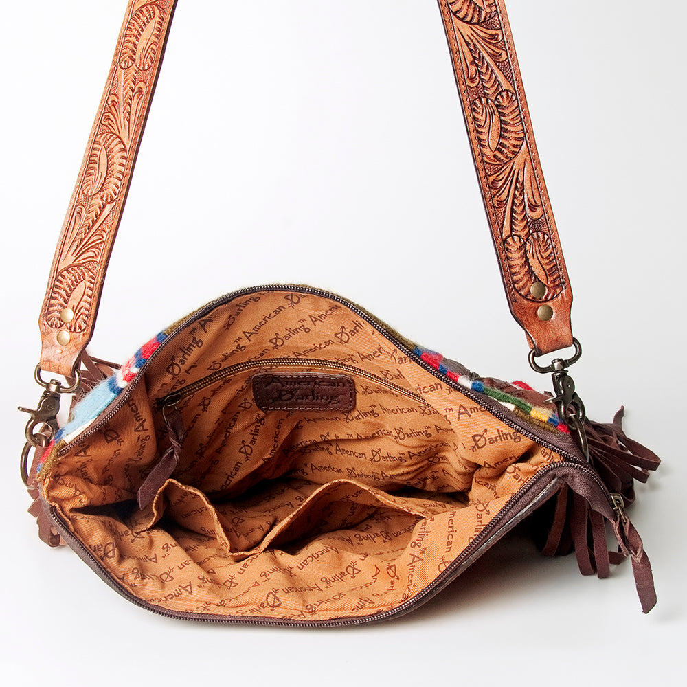 American Darling Signature Crossbody Hand Tooled Saddle Blanket Genuine Leather women bag western handbag purse