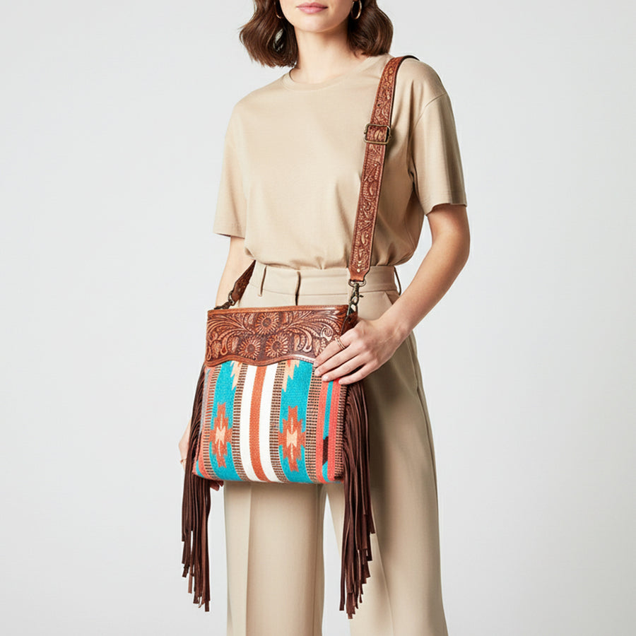 American Darling Signature Crossbody Hand Tooled Saddle Blanket Genuine Leather women bag western handbag purse
