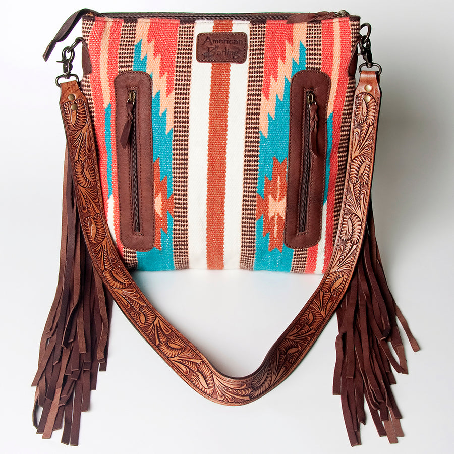 American Darling Signature Crossbody Hand Tooled Saddle Blanket Genuine Leather women bag western handbag purse