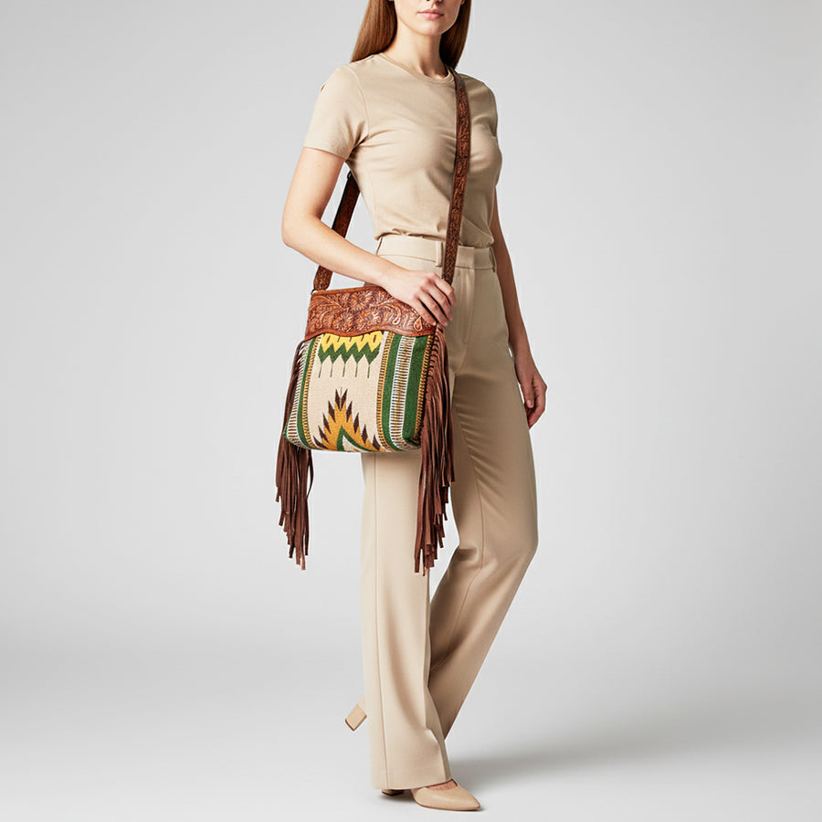 American Darling Signature Crossbody Hand Tooled Saddle Blanket Genuine Leather women bag western handbag purse