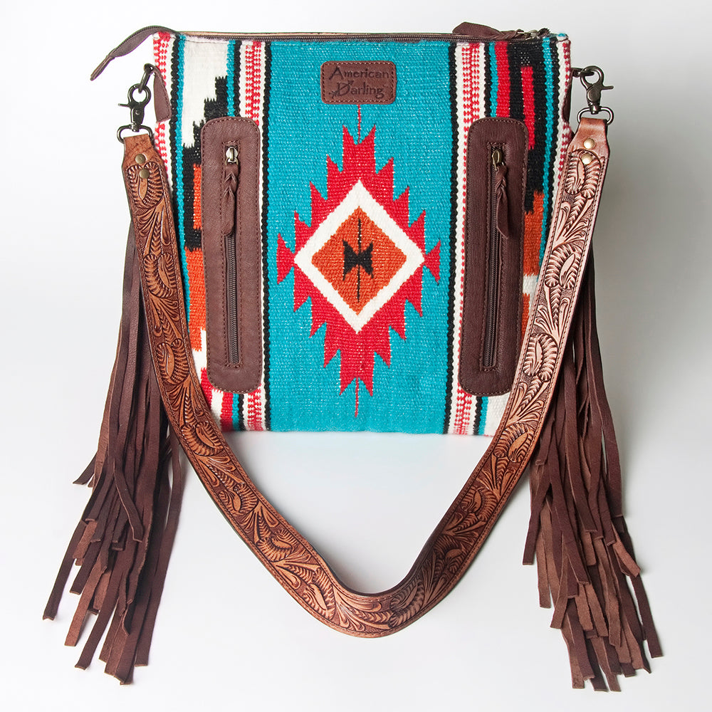 American Darling Signature Crossbody Hand Tooled Saddle Blanket Genuine Leather Women Bag Western Handbag Purse