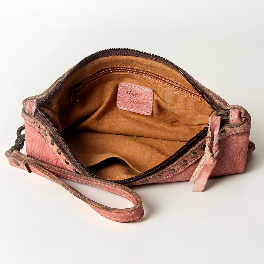 Never Mind Nmbg101C Wristlet Vintage Handmade Genuine Cowhide Leather Women Bag Western Handbag Purse