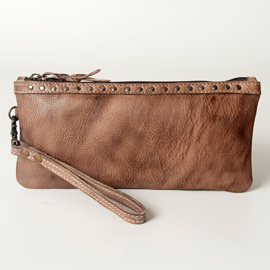 Never Mind Nmbg101G Wristlet Vintage Handmade Genuine Cowhide Leather Women Bag Western Handbag Purse