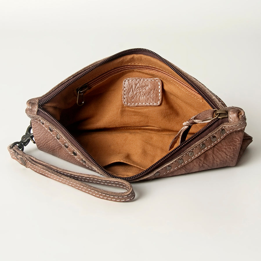 Never Mind Nmbg101G Wristlet Vintage Handmade Genuine Cowhide Leather Women Bag Western Handbag Purse