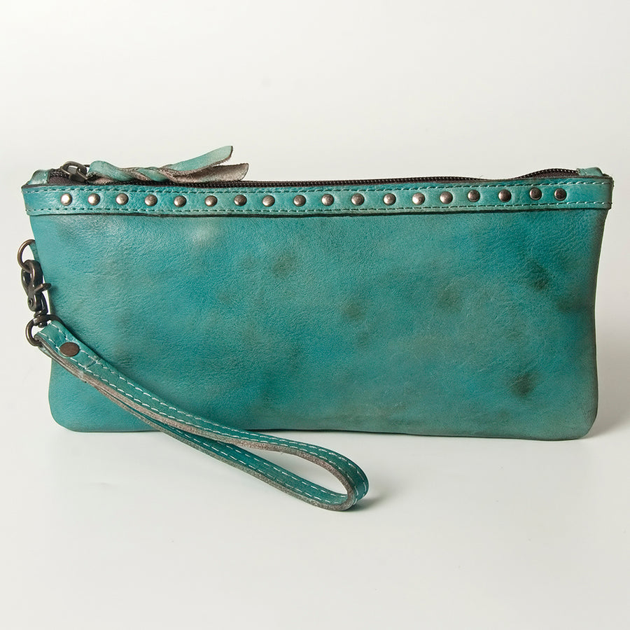 Never Mind Nmbg101H Wristlet Vintage Handmade Genuine Cowhide Leather Women Bag Western Handbag Purse