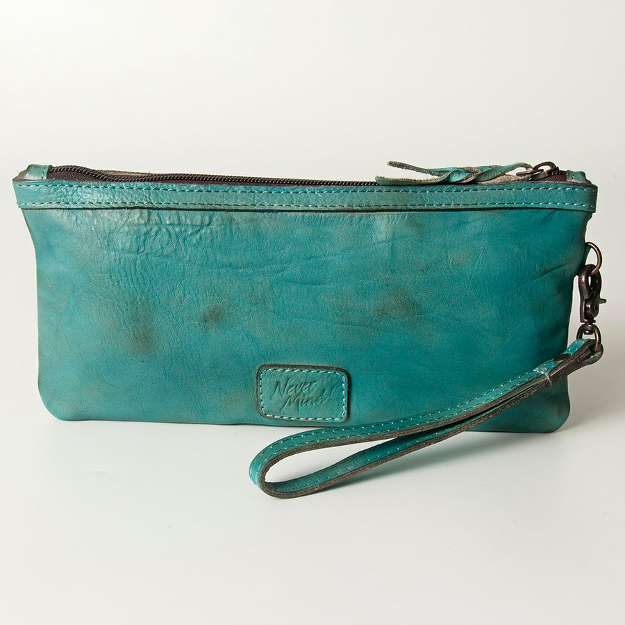 Never Mind Nmbg101H Wristlet Vintage Handmade Genuine Cowhide Leather Women Bag Western Handbag Purse
