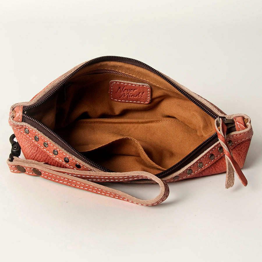 Never Mind Nmbg101I Wristlet Vintage Handmade Genuine Cowhide Leather Women Bag Western Handbag Purse