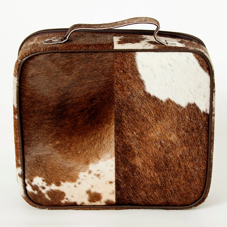 American Darling Genuine Leather Jewelry Case for Women Hair-On Cowhide Travel Organizer Box with YKK Zipper