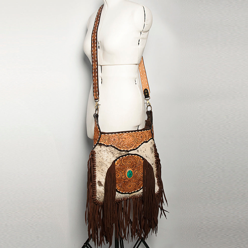 American Darling Cross Body Hand Tooled Hair on-Genuine Leather Western Women Bag Handbag Purse | Crossbody for Cute