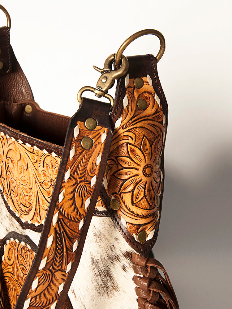 American Darling Cross Body Hand Tooled Hair on-Genuine Leather Western Women Bag Handbag Purse | Crossbody for Cute