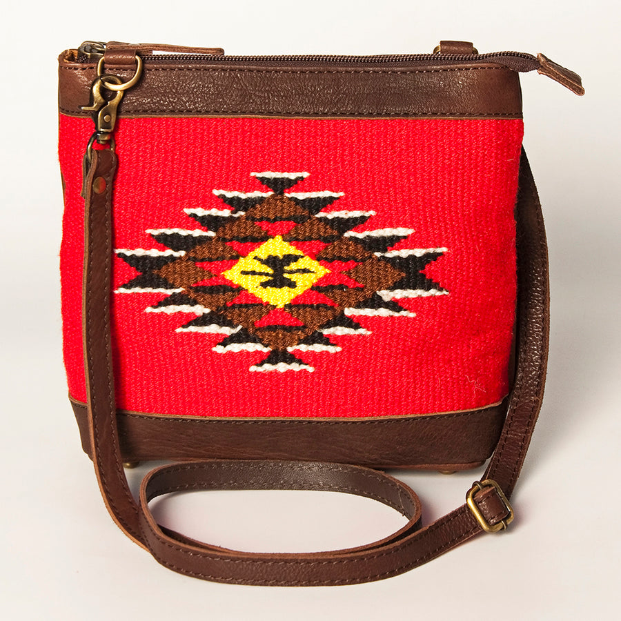 American Darling Large Cross body Bag for Women Hand Woven Saddle Blanket Vegetable-Tanned Genuine Leather YKK Zipper