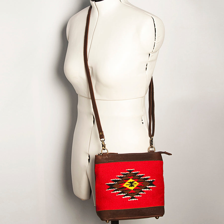 American Darling Large Cross body Bag for Women Hand Woven Saddle Blanket Vegetable-Tanned Genuine Leather YKK Zipper