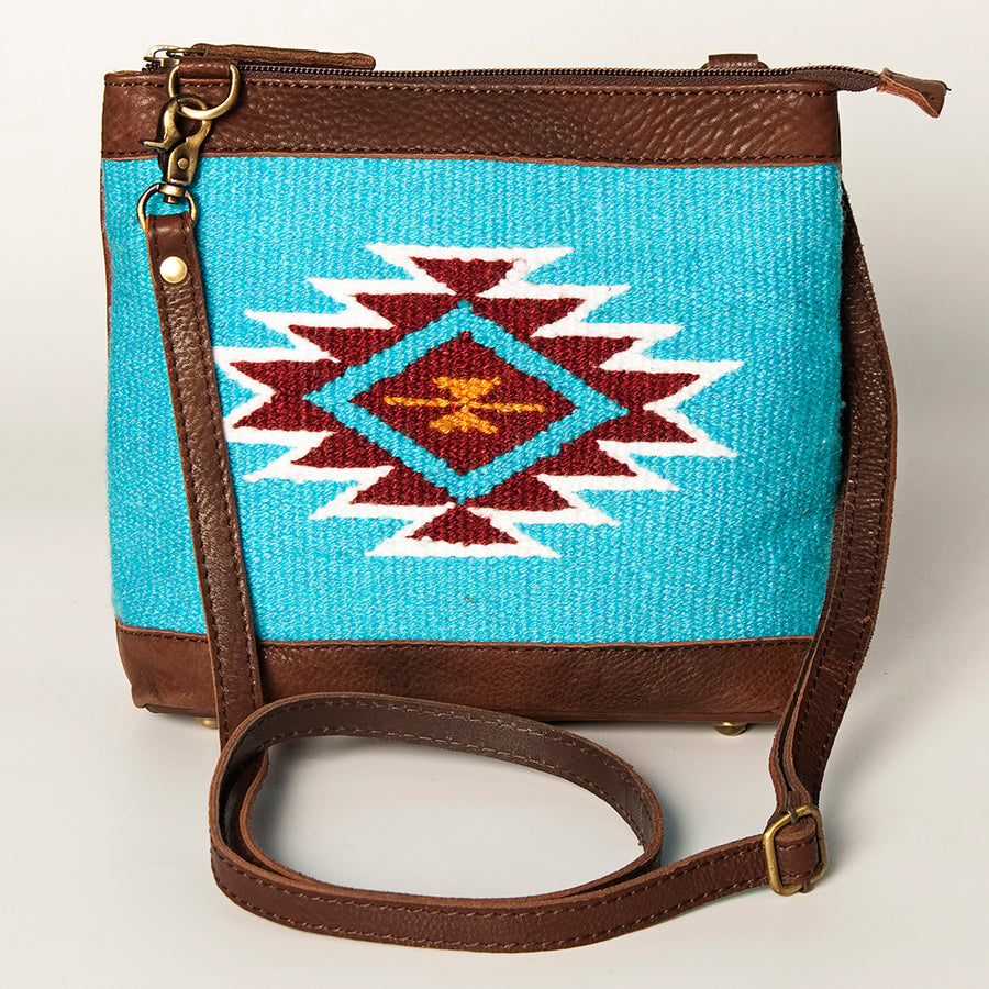 American Darling Large Cross body Bag for Women Hand Woven Saddle Blanket Vegetable-Tanned Genuine Leather YKK Zipper