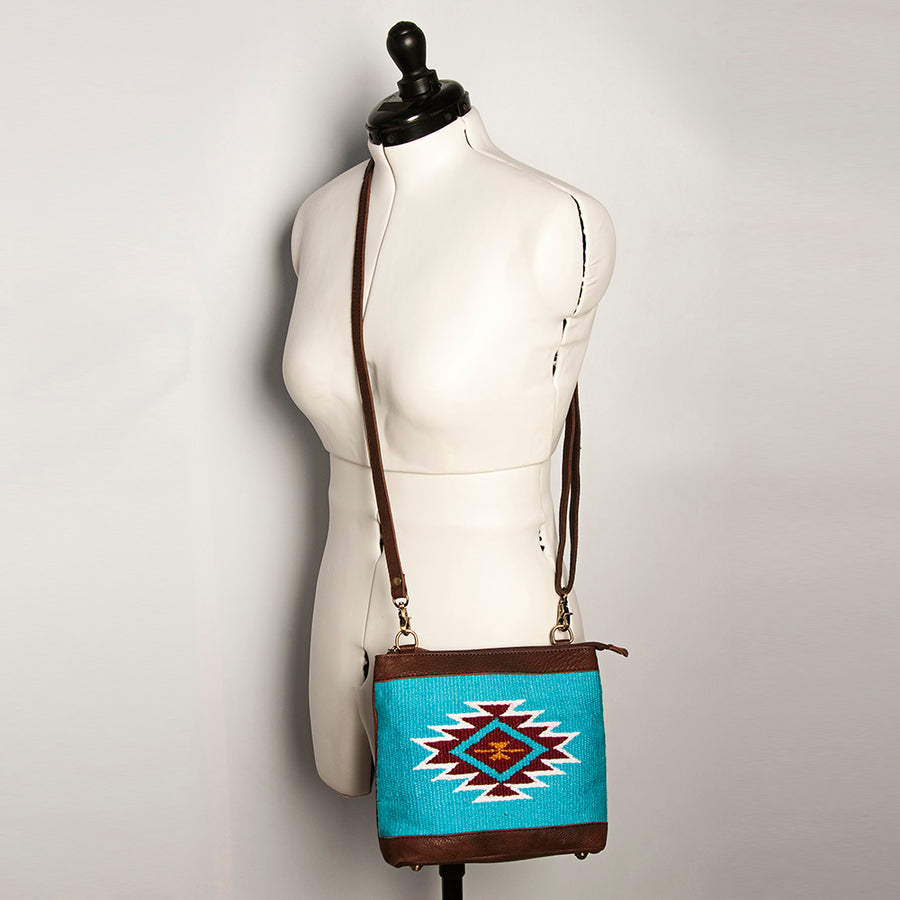 American Darling Large Cross body Bag for Women Hand Woven Saddle Blanket Vegetable-Tanned Genuine Leather YKK Zipper