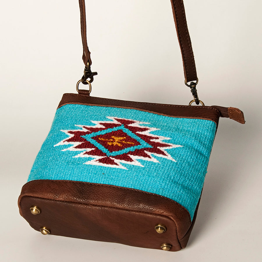 American Darling Large Cross body Bag for Women Hand Woven Saddle Blanket Vegetable-Tanned Genuine Leather YKK Zipper