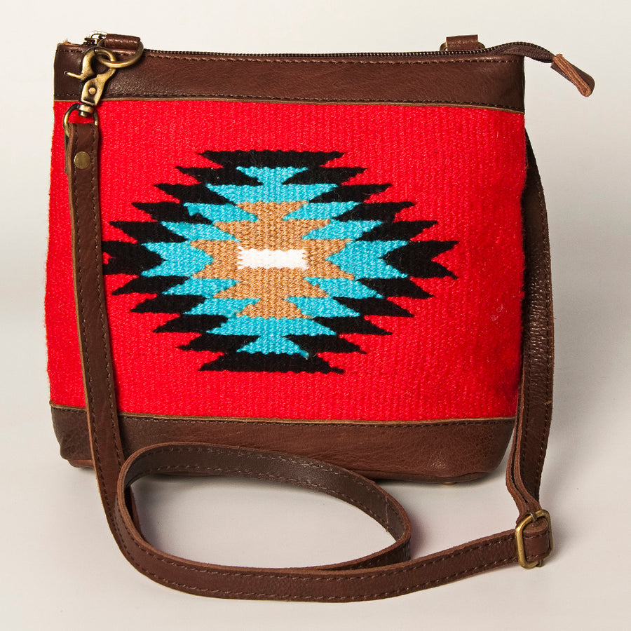 American Darling Large Cross body Bag for Women Hand Woven Saddle Blanket Vegetable-Tanned Genuine Leather YKK Zipper